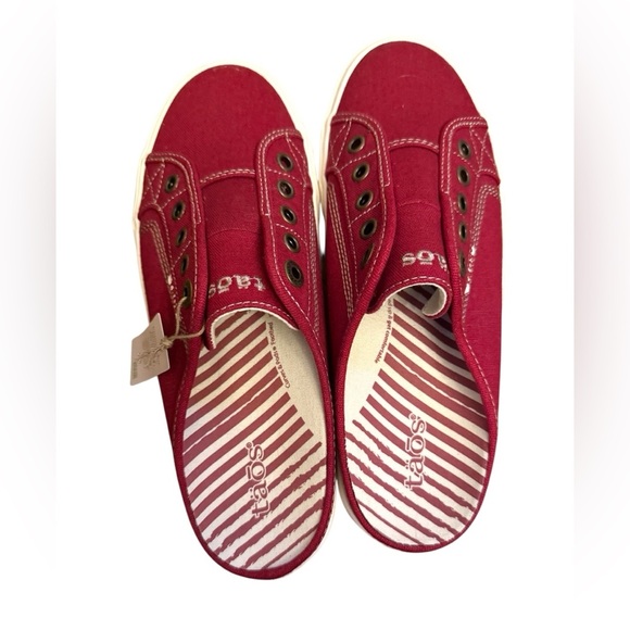 Taos EZ Soul Slip On Canvas Sneaker Backless Red Casual Comfort Shoe Women 7.5 - Picture 3 of 5